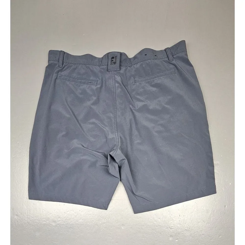 Footjoy FJ Golf Shorts Mens 38. Grey‎ Flat Front Polyester Blend Chino Casual.